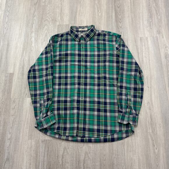 LL Bean Button Up Shirt Mens XL Green Blue Plaid Long Sleeve Button Down 291792 - Picture 1 of 7